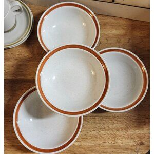4- Stoneware Vintage 6.75" Bowls Norwell Japan Neutral Retro 70s 80s